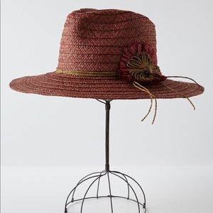 NEW Anthropologie Red Raffia Rancher Hat